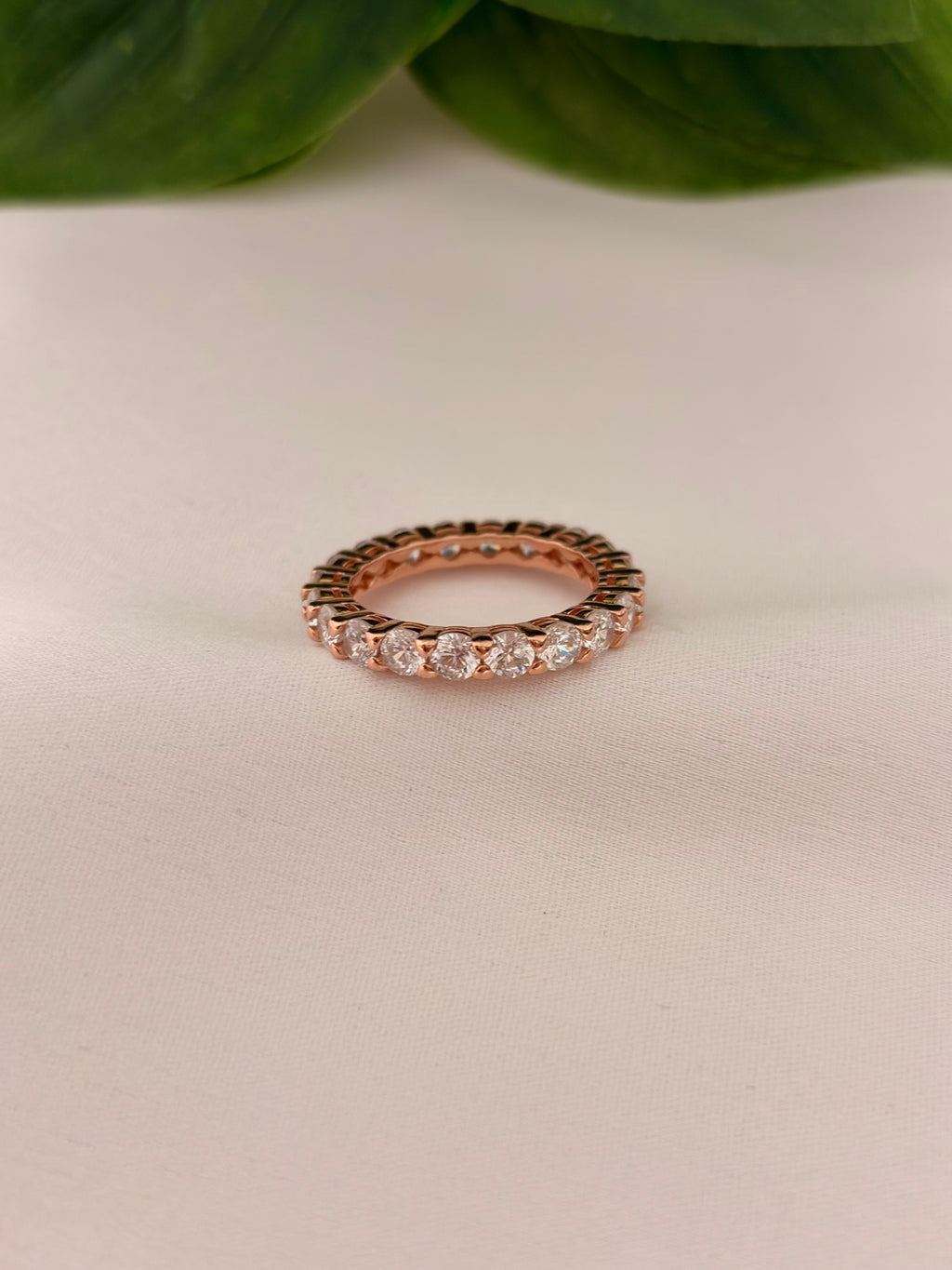 Rose Gold Eternity CZ Band Ring
