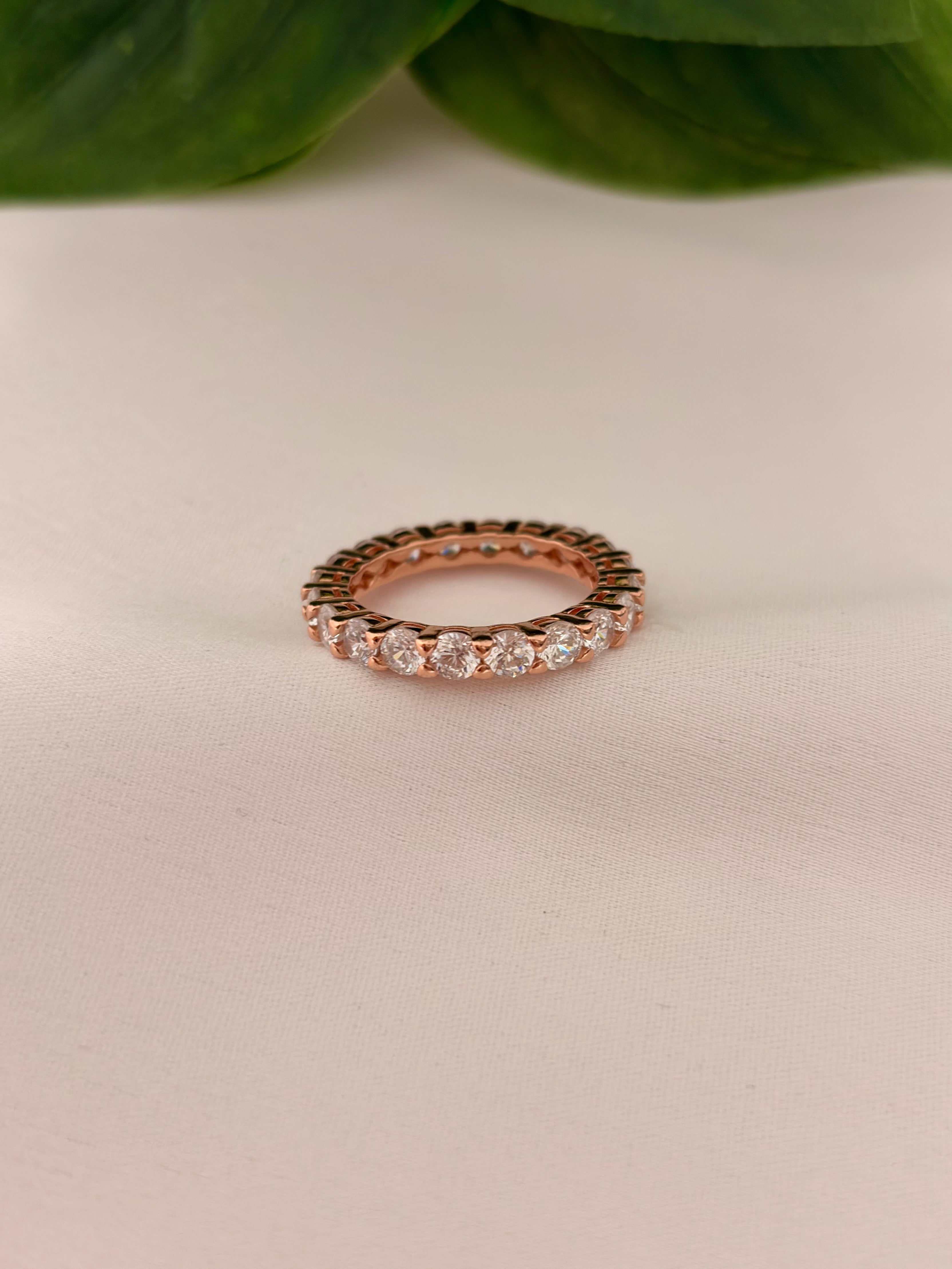 Rose Gold Eternity CZ Band Ring