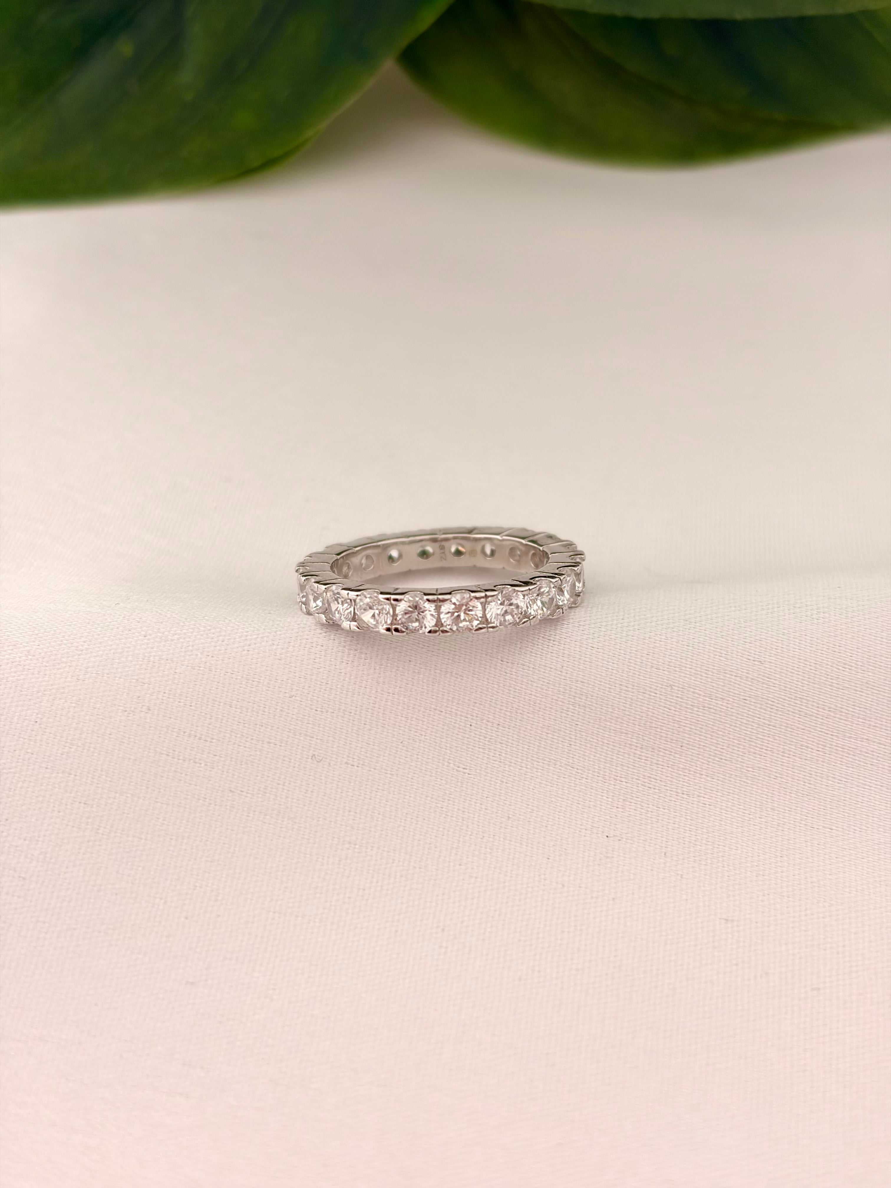 Silver Eternity CZ Stackable Band Ring