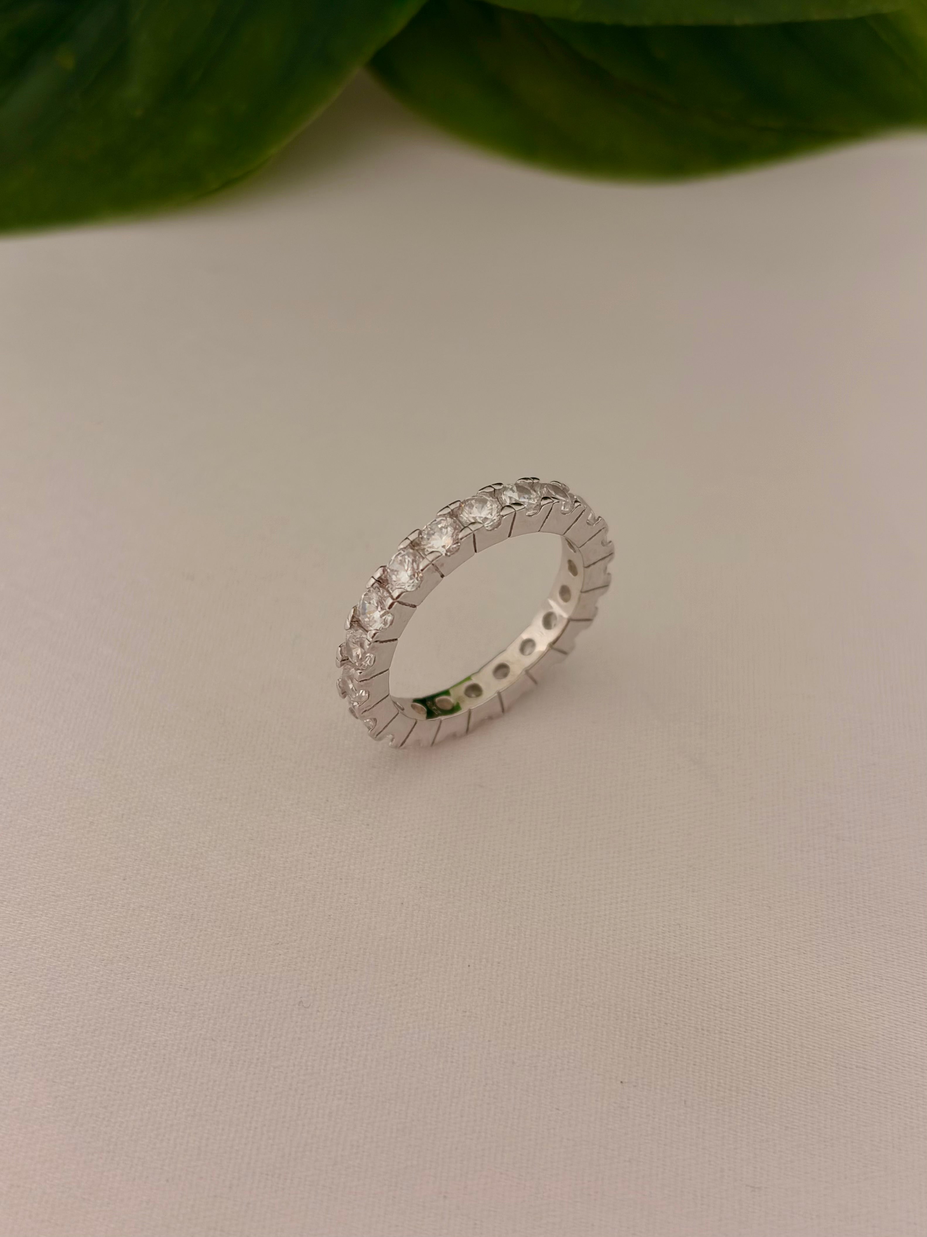 Silver Eternity CZ Stackable Band Ring