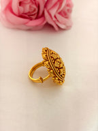 92.5 Sterling Silver Gold-Plated Antique Floral Statement Ring