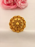 92.5 Sterling Silver Gold-Plated Antique Floral Statement Ring