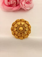 92.5 Sterling Silver Gold-Plated Antique Floral Statement Ring