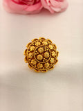 92.5 Sterling Silver Gold-Plated Antique Floral Statement Ring