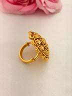 92.5 Sterling Silver Gold-Plated Antique Floral Statement Ring