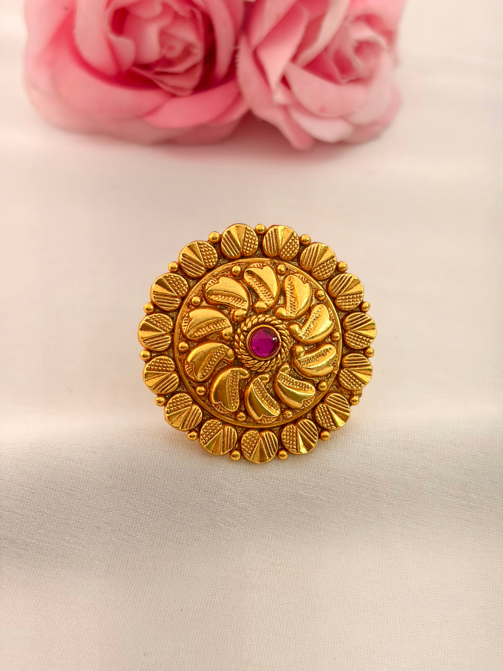 92.5 Sterling Silver Gold-Plated Heritage Spiral Ring with Ruby Stone