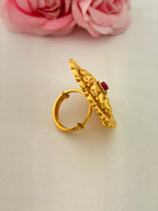92.5 Sterling Silver Gold-Plated Heritage Spiral Ring with Ruby Stone