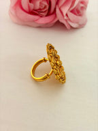 92.5 Sterling Silver Gold-Plated Antique Paisley Statement Ring