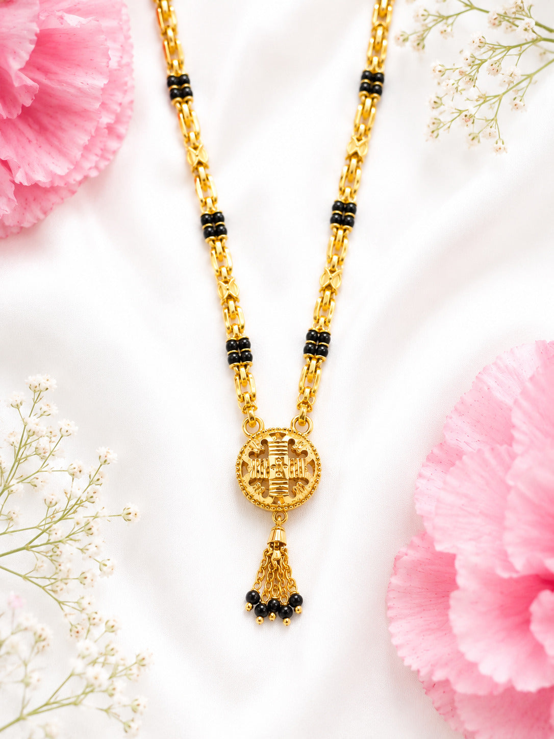 Classic Gold Mangalsutra with Round Designer Pendant