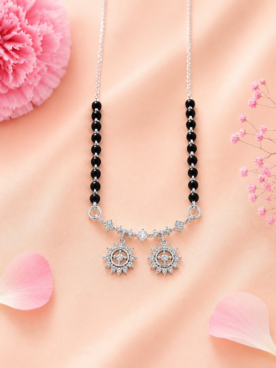 92.5 Sterling Silver Twin Charm Mangalsutra
