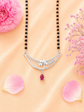 92.5 Sterling Silver Ruby Drop Mangalsutra