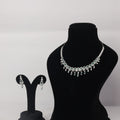 92.5 Sterling Silver Emerald Green Stone Necklace Set