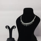 92.5 Sterling Silver Emerald Green Stone Necklace Set