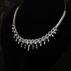 92.5 Sterling Silver Emerald Green Stone Necklace Set