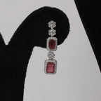 92.5 Sterling Silver Ruby Red Stone Necklace Set