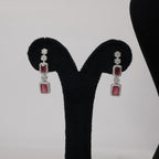 92.5 Sterling Silver Ruby Red Stone Necklace Set