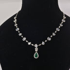 92.5 Sterling Silver Green Stone Necklace Set