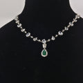 92.5 Sterling Silver Green Stone Necklace Set