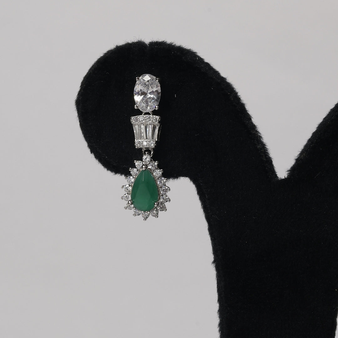 92.5 Sterling Silver Green Stone Necklace Set