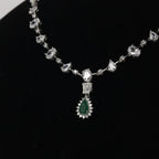 92.5 Sterling Silver Green Stone Necklace Set