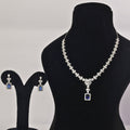 92.5 Sterling Silver Blue Stone Necklace Set