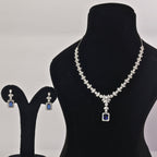 92.5 Sterling Silver Blue Stone Necklace Set