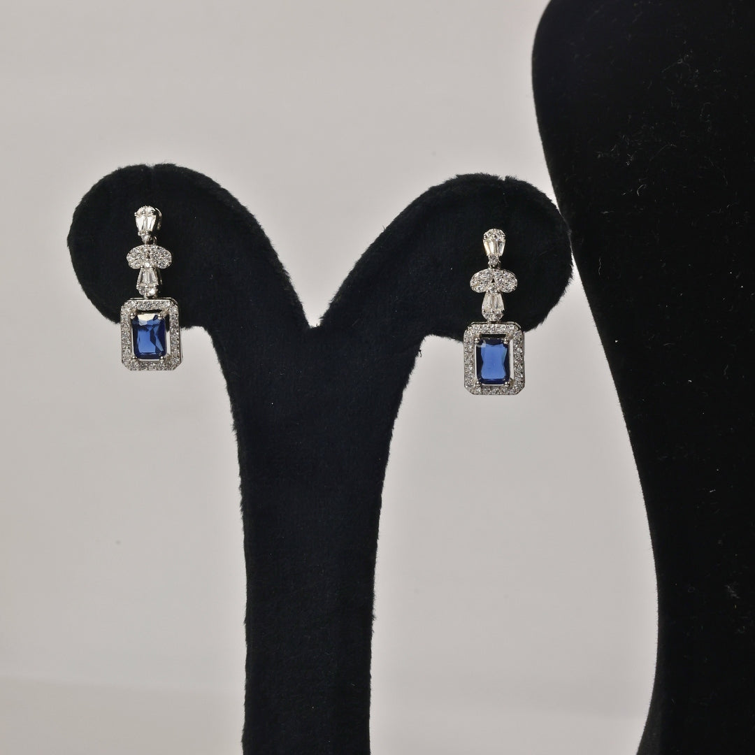 92.5 Sterling Silver Blue Stone Necklace Set