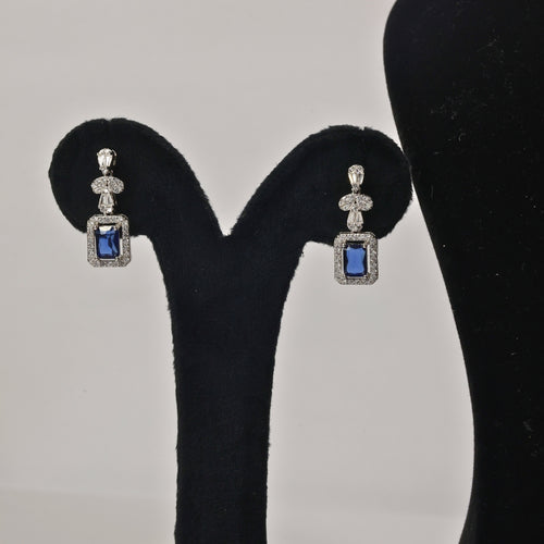 92.5 Sterling Silver Blue Stone Necklace Set