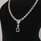 92.5 Sterling Silver Blue Stone Necklace Set