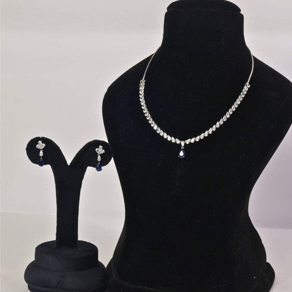 92.5 Midnight Bloom Blue Stone Necklace Set