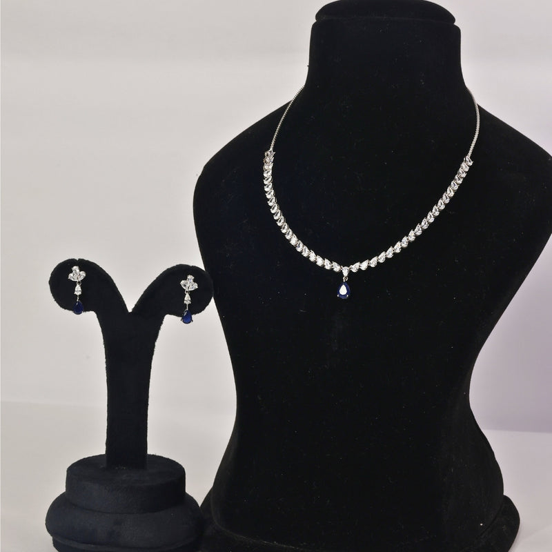 92.5 Midnight Bloom Blue Stone Necklace Set