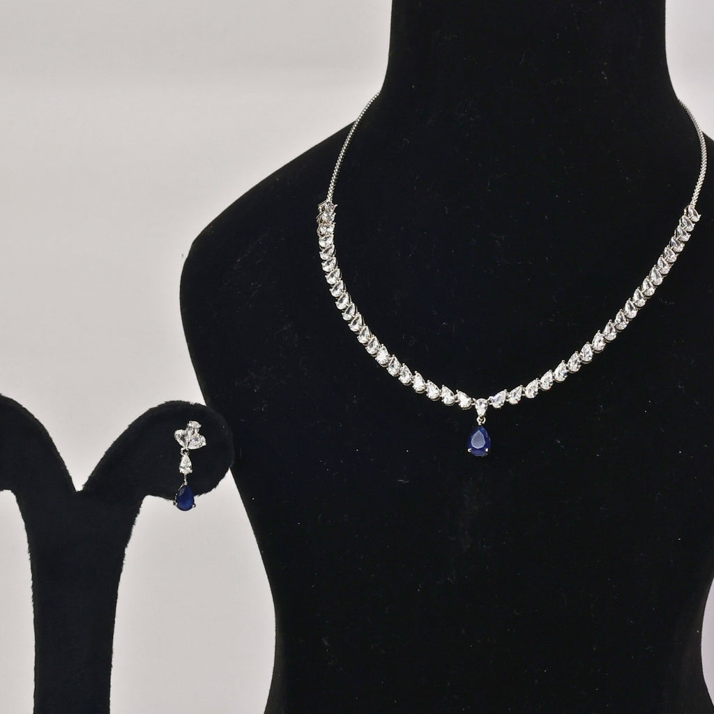 92.5 Midnight Bloom Blue Stone Necklace Set