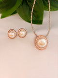 Pearl Halo Rose Gold Pendent Set
