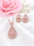 Rose Gold Teardrop Zircon Pendant Set