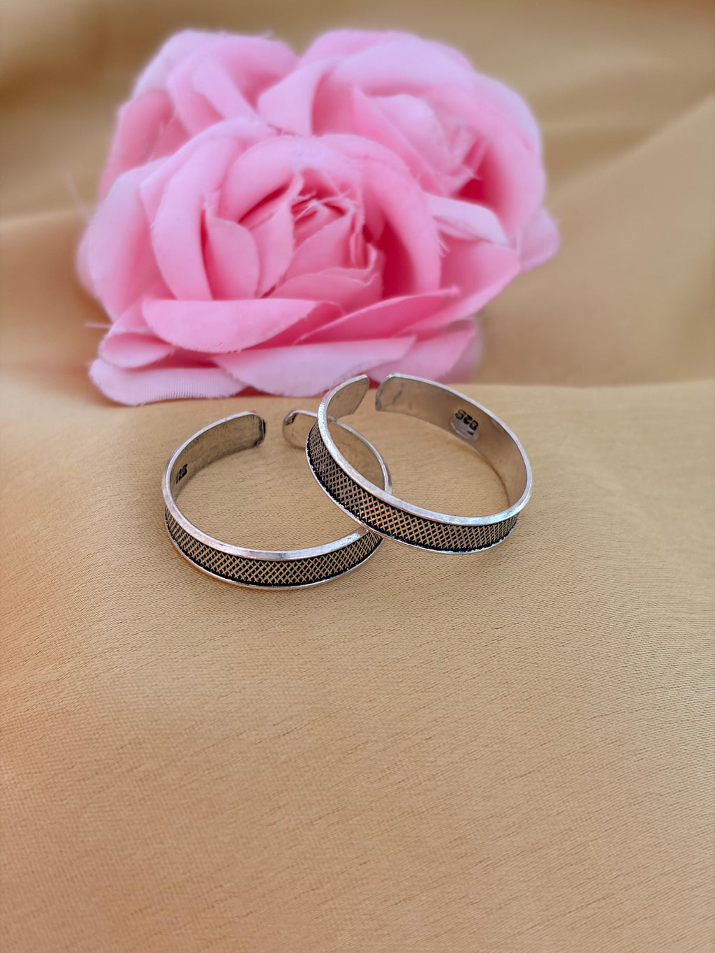 Classic Textured Silver Couple Rings