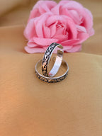 Vintage Floral Silver Toe Ring Pair