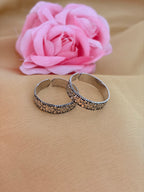 Floral Textured Silver Toe Ring Pair