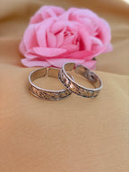 Leaf Engraved Sterling Silver Toe Ring Pair