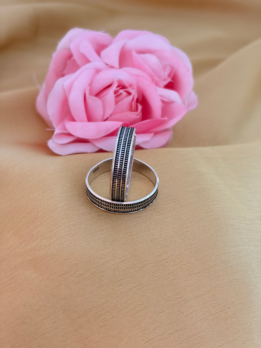 Minimalist Textured Sterling Silver Toe Ring Pair